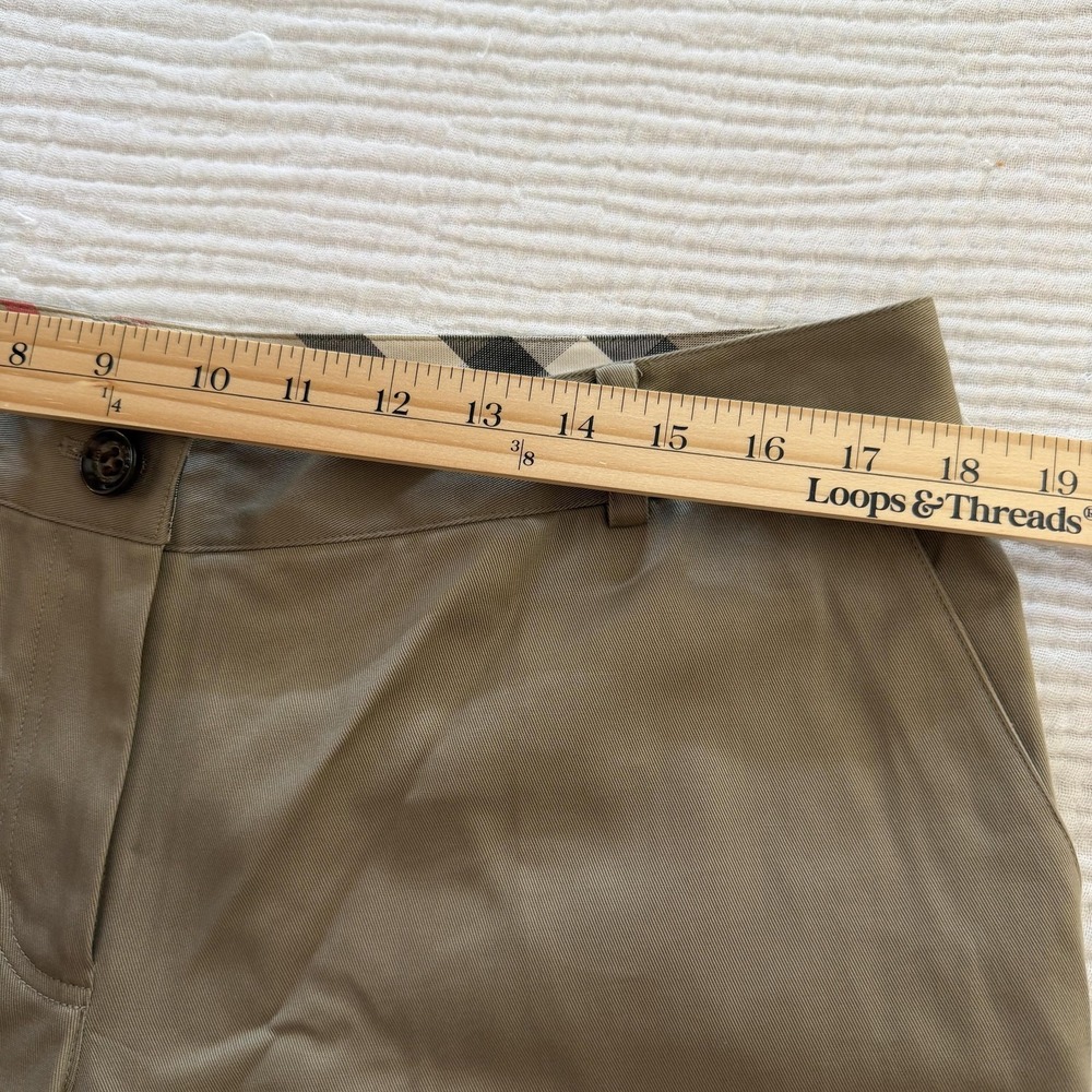 Burberry London Pants Womens 12 Beige Cotton Stretch Chino Bootcut Work Tan - Picture 12 of 16